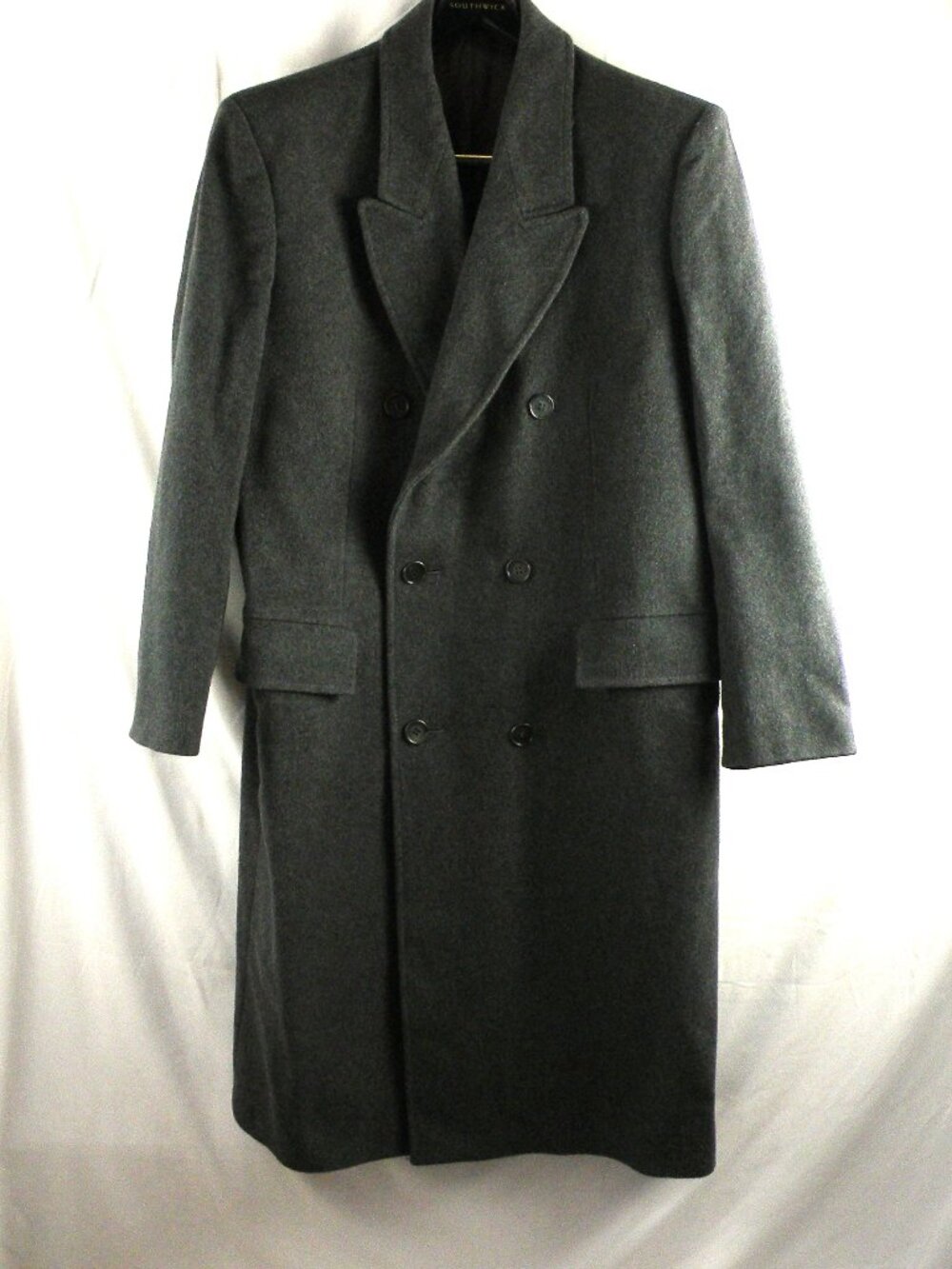 Vintage Stafford Overcoat Mens 100% Wool Gray Double Breasted 44